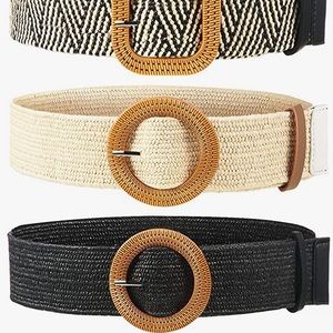 Straw Woven Elastic Stretch Waist Belt